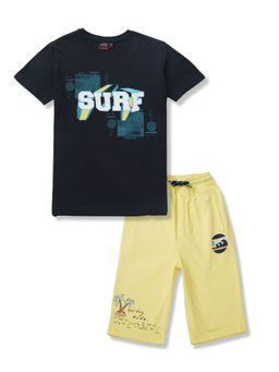 Gini & Jony - Boys Navy Blue Cotton Printed Co-Ord (Set of 2)