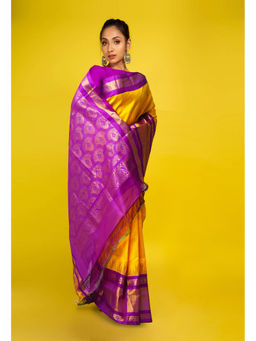 Unnati Silks - Yellow Pure Handloom Assam Silk Saree with Unstitched Blouse - UNM77671
