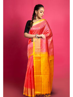 Unnati Silks - Pink Pure Handloom Assam Silk Saree with Unstitched Blouse - UNM77681