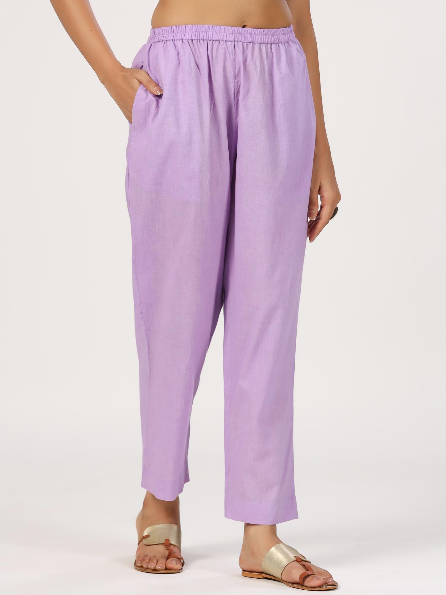 jaipurrang Lavender Solid Cotton Pant-picture-28