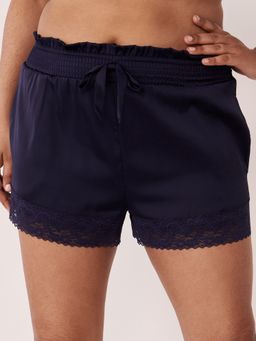 La Vie En Rose - Satin Shorts with Lace Trim