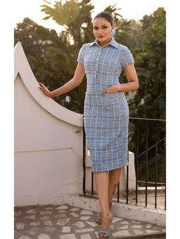 Edition II - Powder Blue Tweed Pencil Dress