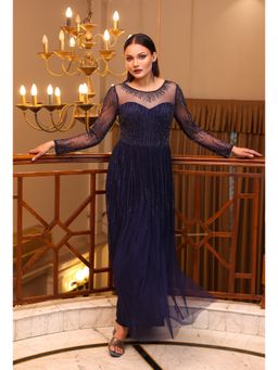 Edition II - Navy Blue Sheer-Yoke Gown