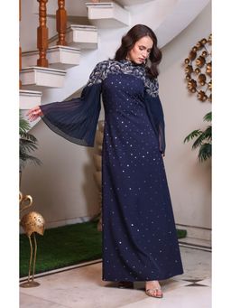 Edition II - Navy Bue Embroidered Long Gown