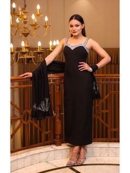 Edition II - Black Minimal Column Dress with Stole