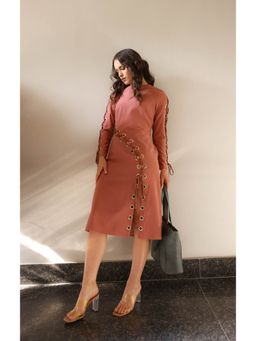 Edition II - Terracotta Eyelet Lace-Up Dress