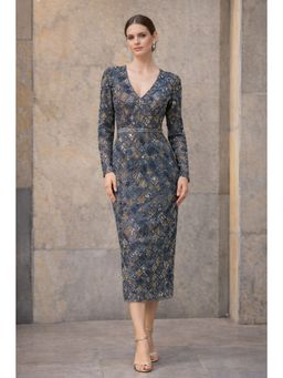 Edition II - Grey Geometric Sequin Midi Dress