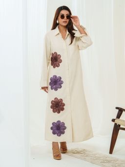 LABEL APURVA - Handloom Embellished Tissue Flower Shirt Dress