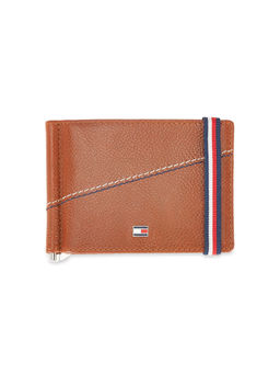 Tommy Hilfiger - Adriel Mens Leather Wallet Stitch Details Tan