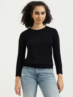 United Colors of Benetton - Women Black Round Neck Solid Sweater