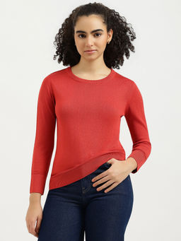United Colors of Benetton - Women Red Round Neck Solid Sweater