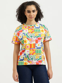 United Colors of Benetton - Women Multi-Color Floral Printed Basic T-shirt