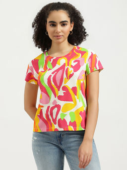 United Colors of Benetton - Women Multi-Color Round Neck Abstract Printed T-shirt