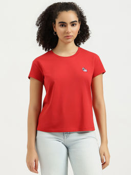 United Colors of Benetton - Women Red Round Neck Embroidered T-shirt