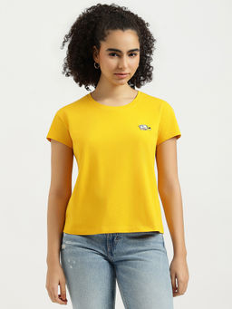 United Colors of Benetton - Women Yellow Round Neck Embroidered T-shirt