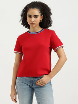 United Colors of Benetton - Women Red Solid Half Sleeves T-shirt
