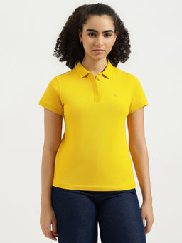 United Colors of Benetton - Women Yellow Solid Polo Neck T-shirt