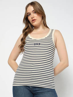 GAP - Women Multi-Color Horizontal-Stripes Sleeveless Tank Top