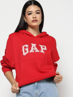 GAP - Women Red Text Logo Hoodie