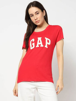 GAP - Women Red Text Logo T-shirt