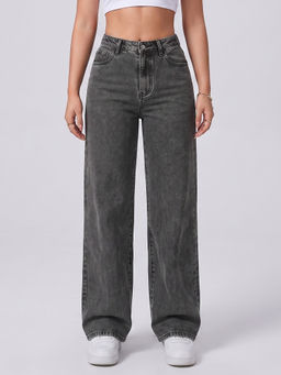 MIXT by Nykaa Fashion - Women Black High Waist Stretchable Denim Straight Fit Jeans