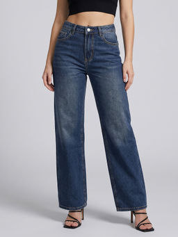 MIXT by Nykaa Fashion - Women Dark Blue Stretchable Denim Straight Fit Jeans