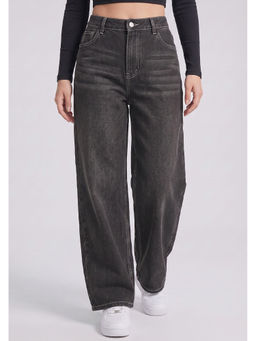 MIXT by Nykaa Fashion - Women Black Solid Wide Leg Jeans