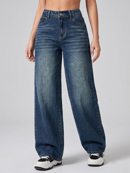 MIXT by Nykaa Fashion - Women Dark Blue Wide Leg Jeans