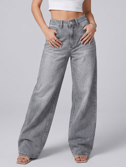MIXT by Nykaa Fashion - Women Light Grey Wide Leg Jeans