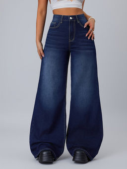 MIXT by Nykaa Fashion - Women Dark Blue Wide Leg Jeans