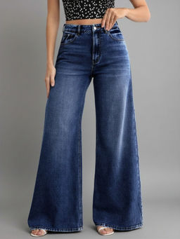 MIXT by Nykaa Fashion - Women Dark Blue Wide Leg Jeans