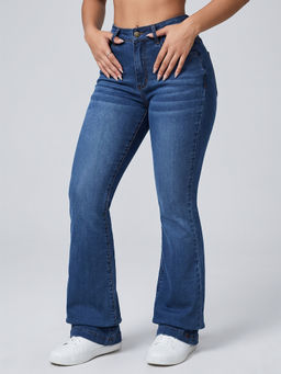 MIXT by Nykaa Fashion - Women Blue Solid Denim Boot Cut Jeans