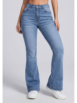 MIXT by Nykaa Fashion - Women Light Blue Solid Denim Boot Cut Jeans
