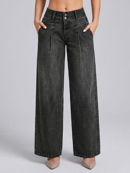 MIXT by Nykaa Fashion - Women Black Denim Wide Leg Jeans