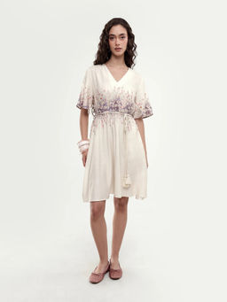RAREISM - Women Sung Off White Floral Printed Viscose Dress