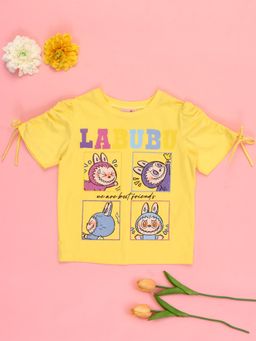 Cutecumber - Girls Yellow Graphic T-Shirt