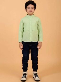 Lazy Cub - Pastel Green Linen Shirt with Oversized Pocket