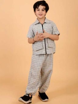 Lazy Cub - Grey Checkered Zip Co-Ord Set