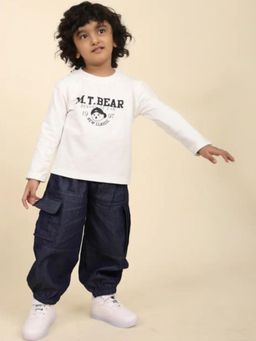 Lazy Cub - Denim Cargo-Style Pant with Utility Pockets and Anchor Detail