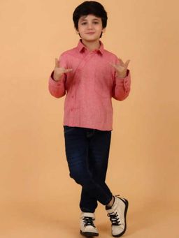 Lazy Cub - Chinese Collar Carrot Orange Linen Shirt