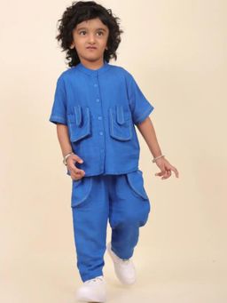 Lazy Cub - Royal Blue Soft Cotton Co-Ord Set with Anchor Detailing