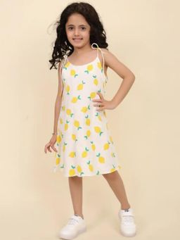 Lazy Cub - Cute Cotton-Linen Lemon Dress with Tie Straps