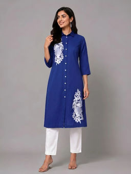 Barara Ethnic - Blue Embroidered Kurta