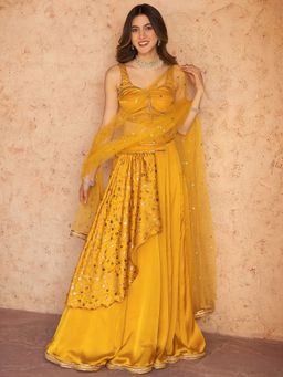 Lavanya The Label - Mustard Lehenga (Set of 3)