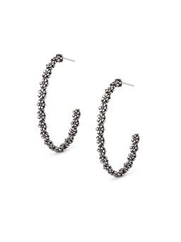 Voylla - Trendy Hoops Silver Plated Black Sleek Earrings