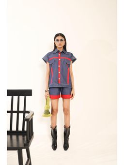 MARQUINO - Blue Surge Electric Shirt with Shorts