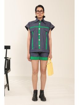 MARQUINO - Blue Surge Electric Shirt with Shorts