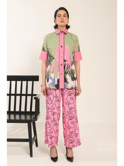 MARQUINO - Pink Botanic Muse Shirt with Pant