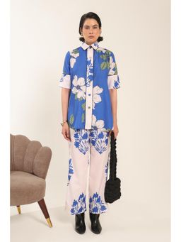 MARQUINO - Blue Botanic Muse Shirt with Pant