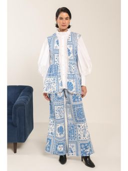 MARQUINO - Blue Ruffle Co-Ord Set